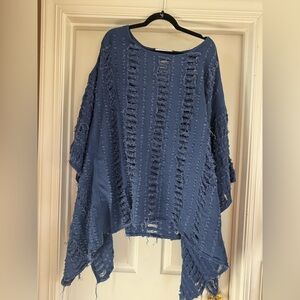 Distressed Blue Denim Poncho